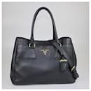 Prada Black Vitello Daino 2 Way Tote