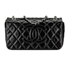 Chanel Black CC Quilted Glazed Calfskin Flap