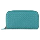 Bottega Veneta Blue Intrecciato Zip Around Long Wallet