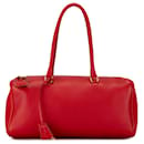 Bolsa Boston Prada em Vitello Daino Vermelho