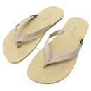 HERMES ISOLELLA 42.5 SANDALS FLIP FLOP BEIGE CANVAS SHOES - Hermès