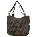 Bolsa tote de lona nylon Zucca marrom Fendi