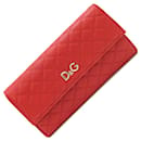 Dolce & Gabbana Red Leather Bi-fold Long Wallet