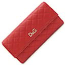 Dolce & Gabbana Red Leather Bi-fold Long Wallet