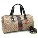 Borsa Boston Coach in beige e marrone scuro