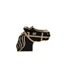 Hermes Cadrege Horse Metal Black Gold Scarf Ring - Hermès