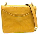 Bolso de hombro de cuero amarillo Tory Burch