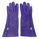 Hermes Purple Leather Gloves - Hermès