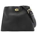 Bolsa de ombro de couro preto Coach