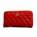 Portefeuille Long Chanel en Cuir Verni Rouge