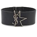 Pulseira de couro preto Saint Laurent