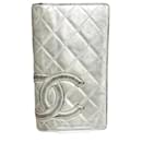 Portefeuille long Chanel Cambon Line Coco Mark Argent