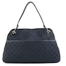 Gucci Black GG Canvas and Leather Shoulder Bag