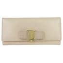 Salvatore Ferragamo Vara Beige Leather Long Wallet