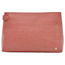 Balenciaga Red and White Leather Clutch Bag