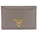 Prada Saffiano Gray Business Card Case