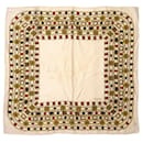 Chanel Stone Motif Silk Beige Scarf