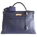 Sac Hermes Kelly 40 bleu marine - Hermès