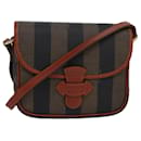 Bolsa de ombro em lona Pecan FENDI marrom preto Auth yk13744 - Fendi