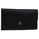 CHANEL Matelasse Long Wallet Lamb Skin Black CC Auth bs16070 - Chanel