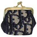 Porte-monnaie Gamaguchi en toile Trotter Christian Dior bleu marine Auth bs15973