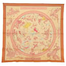 HERMES Carre 90 Scarf HEMISPHARIUM COELI BOREALE Silk Pink Auth ar12075 - Hermès