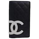 CHANEL Cambon Line Portafoglio Lungo Pelle Nera CC Auth 82184 - Chanel