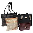 BALLY Shoulder Bag Canvas Leather 4Set Black Beige Auth bs15958 - Bally