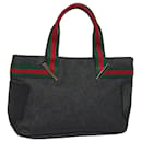 Bolsa de mão em canvas GUCCI Sherry Line cinza vermelho verde 73984 Auth hk1378 - Gucci