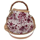 Bolsa de mão em canvas GUCCI Bamboo Flora 2way Rosa 169961 Auth yk13691 - Gucci