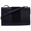 Sac à épaule en toile Trotter Christian Dior bleu marine Auth 81051