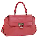 Salvatore Ferragamo Gancini Hand Bag Leather Pink Auth yk13909