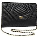 BALLY Quilted Chain Shoulder Bag Leather Black Auth kk261 - Bally