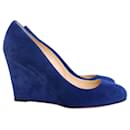 Louboutin Melissa Blue Suede Wedge Pumps Heels - Christian Louboutin