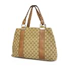 Gucci braune Canvas- und Leder-Tote-Tasche