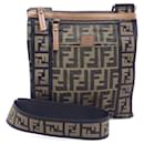 Fendi Brown Nylon Canvas and Leather Shoulder Bag