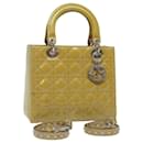 Christian Dior Lady Dior Canage Hand Bag Enamel 2way Yellow Auth yk13927