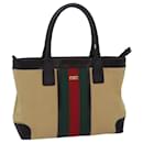 Sac tote en toile beige rouge vert de la ligne Sherry de GUCCI 002 1119 Auth 83934 - Gucci