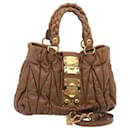 Miu Miu Matelasse Hand Bag Leather 2way Beige Auth 80684