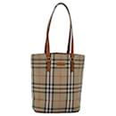 Bolsa tote em canvas bege com estampa Nova Check da BURBERRY Auth yk13983 - Burberry