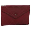 CHANEL Bicolore Pouch Leather Red CC Auth bs16338 - Chanel