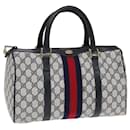 GUCCI GG Supreme Sherry Line Boston Bag PVC Leather Navy Red Auth ep4938 - Gucci