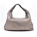 Bolsa de ombro de couro Intrecciato Hobo da Bottega Veneta Metálica 115654