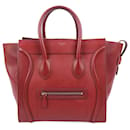 Celine Mini Luggage Leather Handbag in Red - Céline