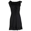 Prada Mini Ruffle Detail Scrunched-Waist Dress in Black Silk