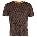 T-shirt en coton marron avec imprimé logo Fendi