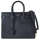 Borsa a spalla piccola Sac de Jour di Saint Laurent in pelle blu