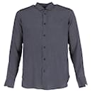 Saint Laurent Button-Down Polka Dot Shirt in Navy Blue Cotton