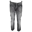 Saint Laurent Washed Faded Jeans in Grey Cotton Denim