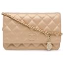 Chanel Gold CC Quilted Lambskin Coin Charm Wallet on Chain